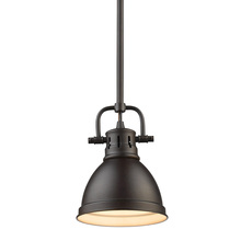  3604-M1L RBZ-RBZ - Duncan Mini Pendant with Rod in Rubbed Bronze with a Rubbed Bronze Shade